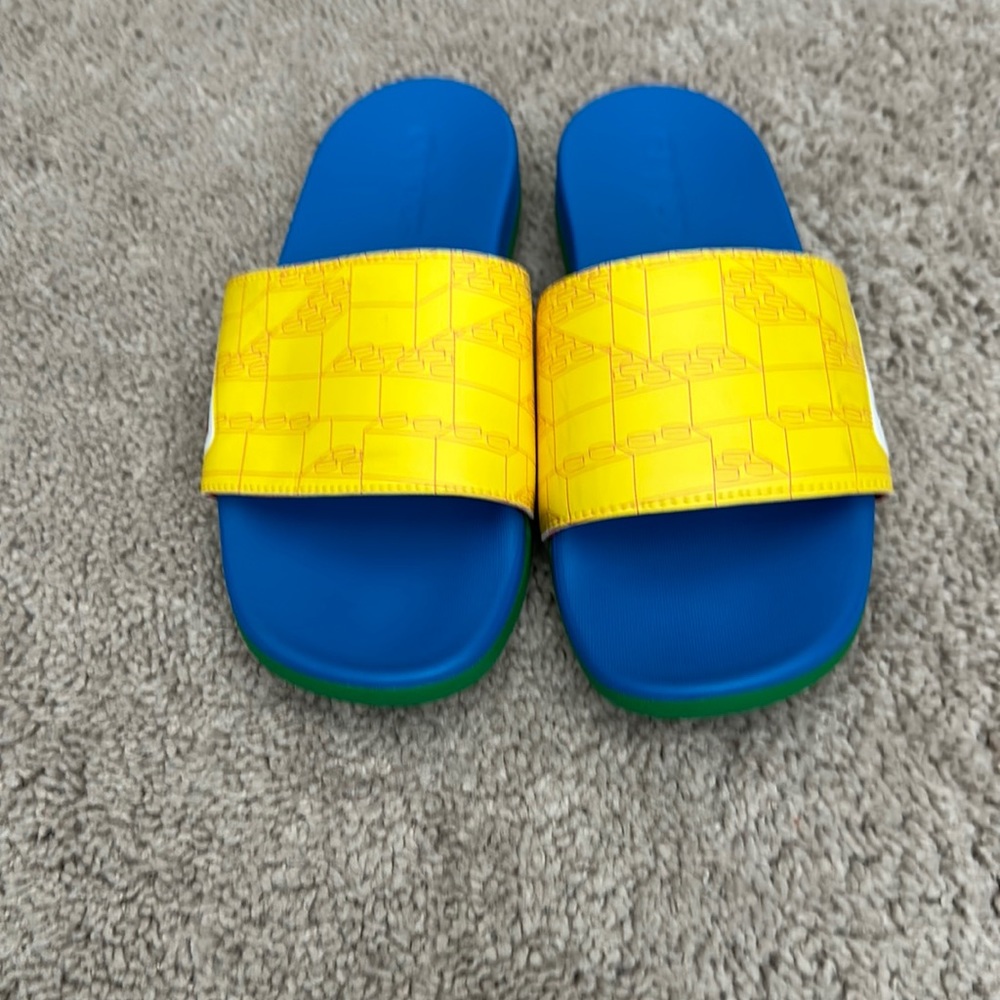 Adidas Lego slides for kids.
